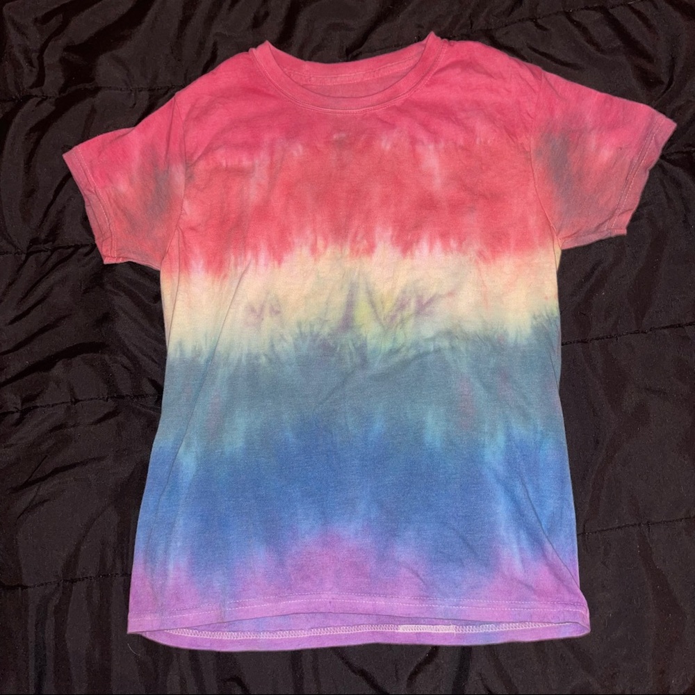 One-of-a-kind hand-dyed tie dye RAINBOW PRIDE t-shirt